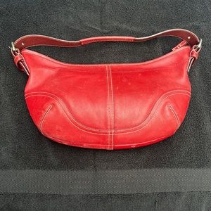 Red leather Coach shoulder bag